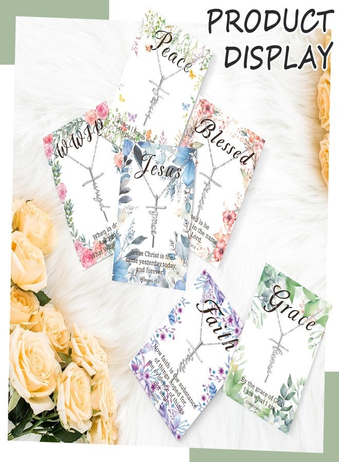 yesaior 24 Sets Faith Cross Necklaces Gifts Christmas Necklace for Women Religious Present Necklace with Verses Card Christian Gifts for Women Church Coworker (Floral) - Image 4